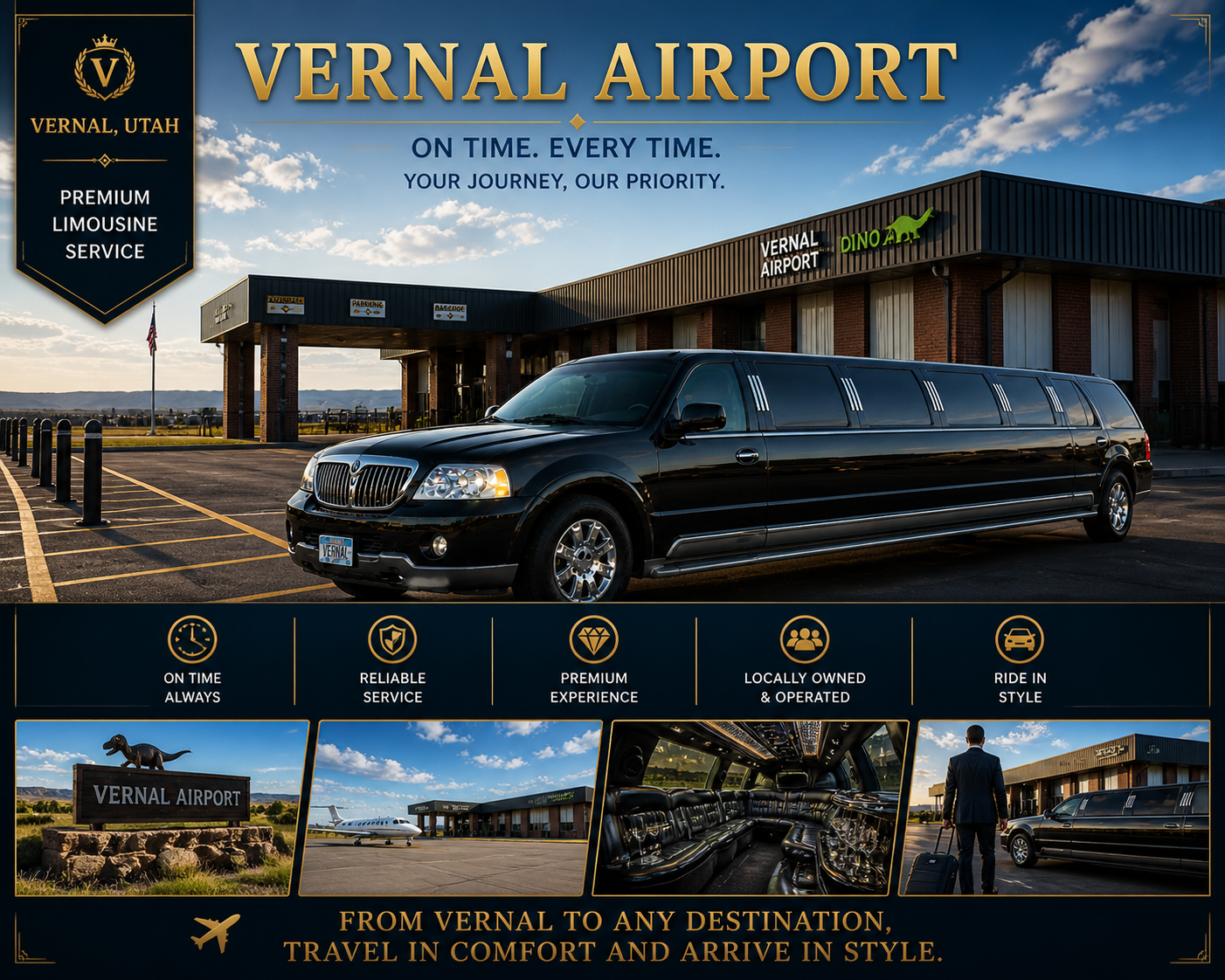 Limousine departing Vernal at sunrise for airport
