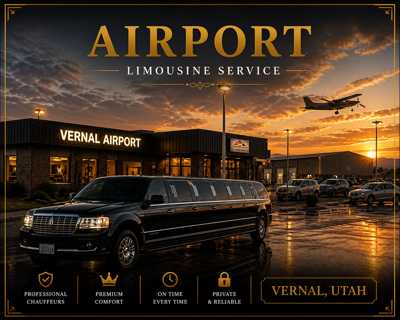 Chauffeur waiting with limousine at airport arrivals