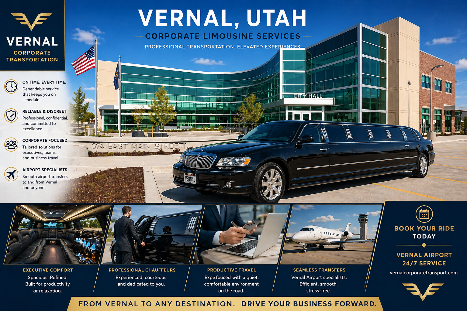 Corporate event shuttle with limousine