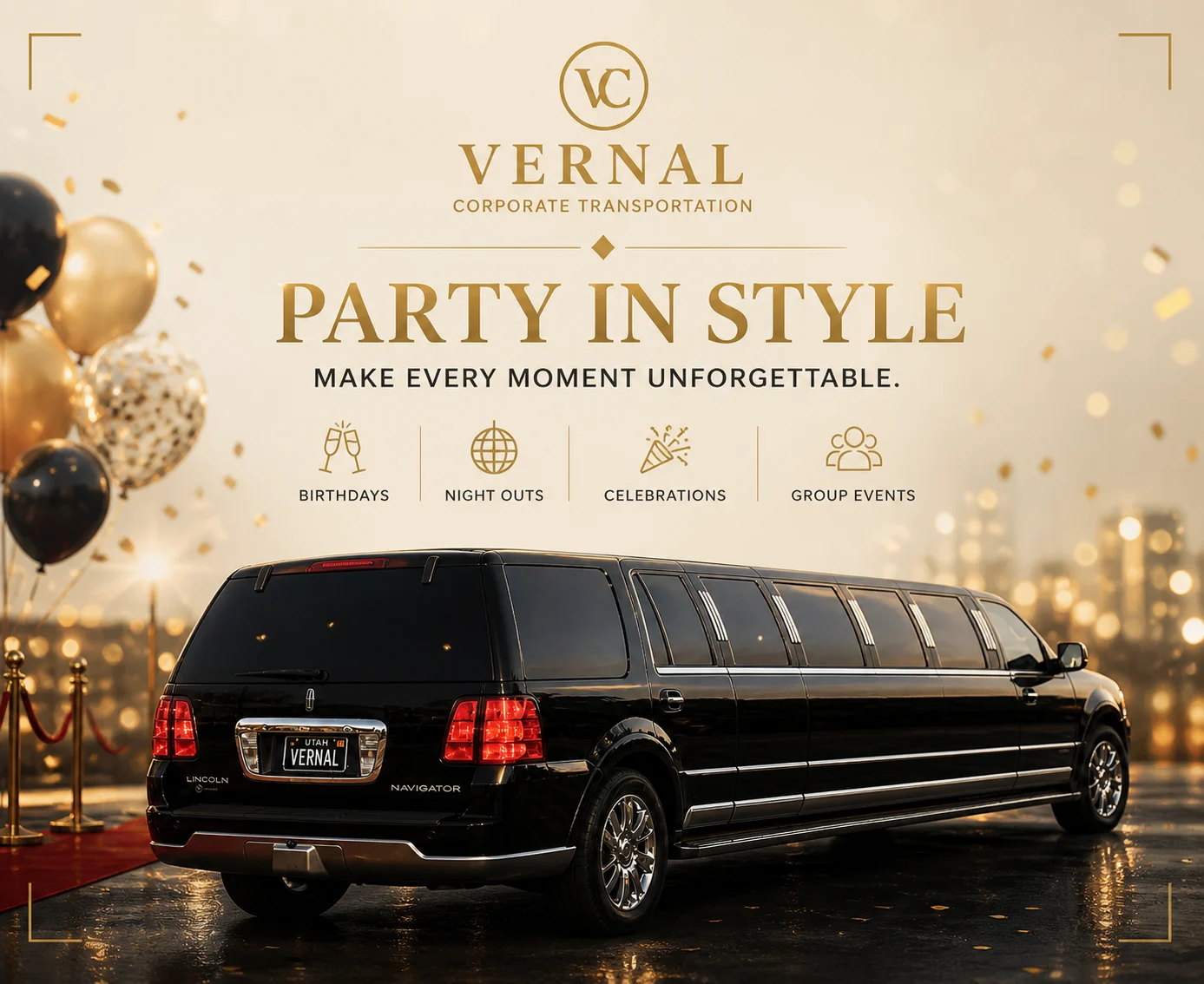 Bachelorette party boarding limousine in Vernal Utah